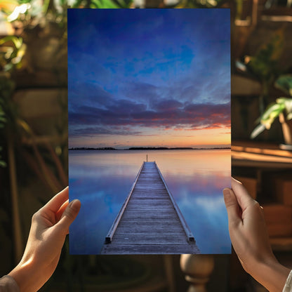 Dock View At Sunset Metal Wall Art