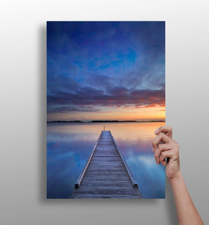 Dock View At Sunset Metal Wall Art