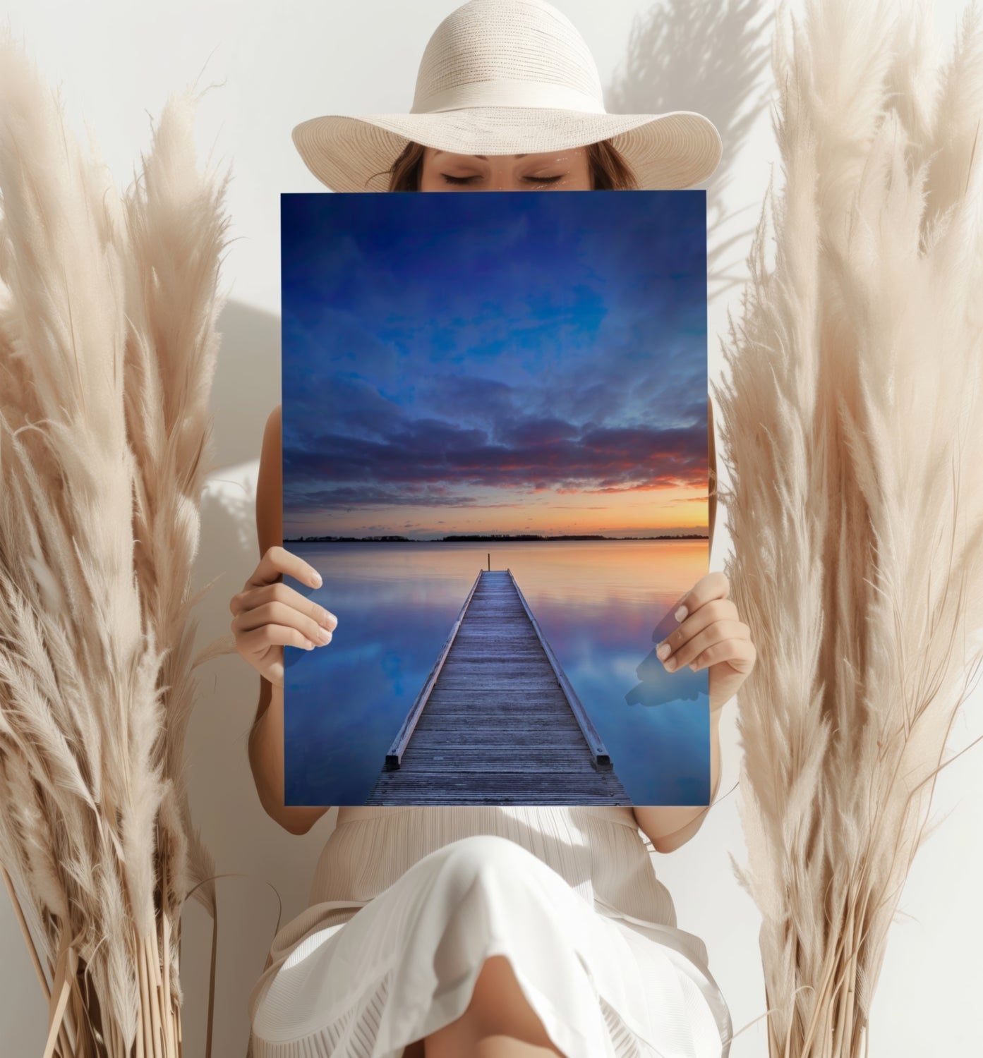 Dock View At Sunset Metal Wall Art