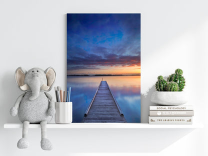 Dock View At Sunset Metal Wall Art