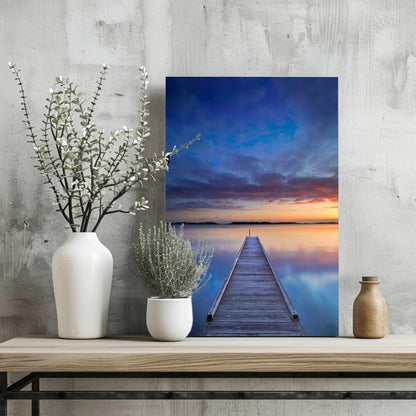 Dock View At Sunset Metal Wall Art