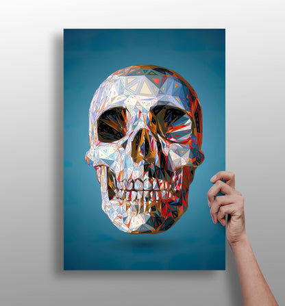 Skull metal wall art print with bold design