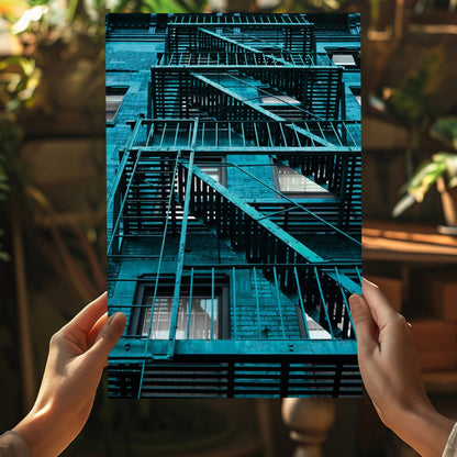 Stairs Teal Metal Wall Art