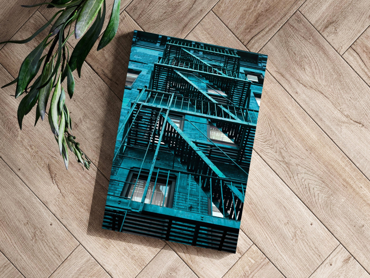 Stairs Teal Metal Wall Art