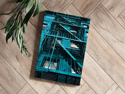 Stairs Teal Metal Wall Art