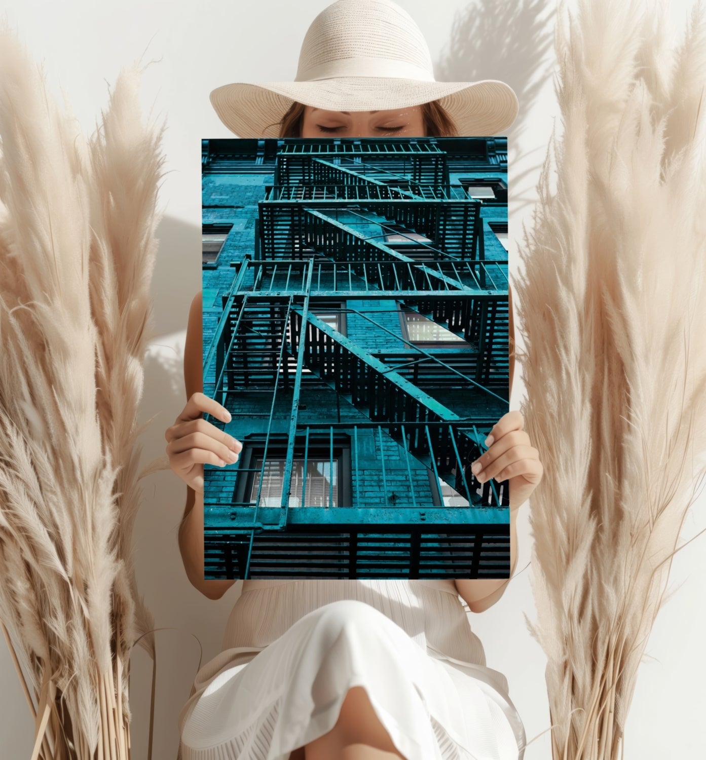 Stairs Teal Metal Wall Art
