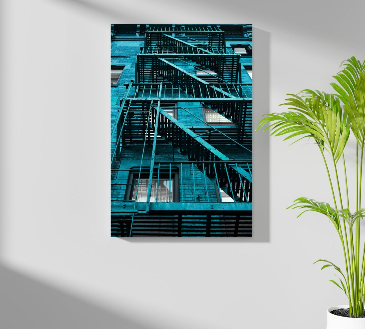 Stairs Teal Metal Wall Art