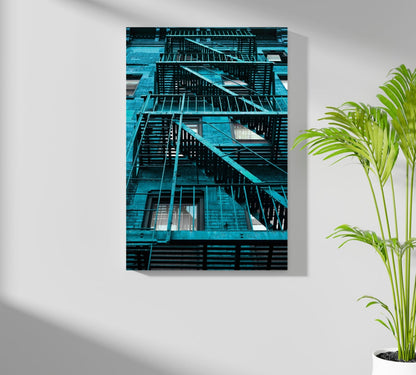 Stairs Teal Metal Wall Art