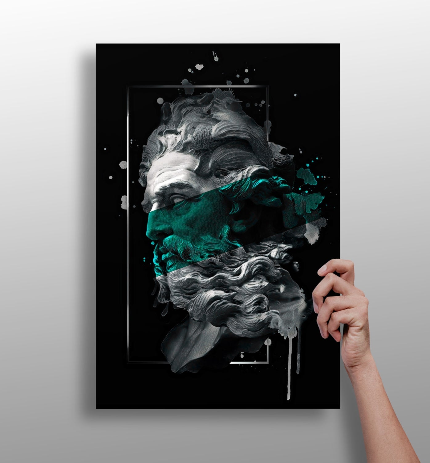 Poseidon Emerald Aluminum Print with mythological emerald design