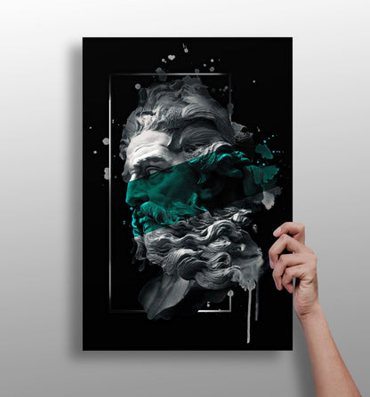 Poseidon Emerald Aluminum Print with mythological emerald design