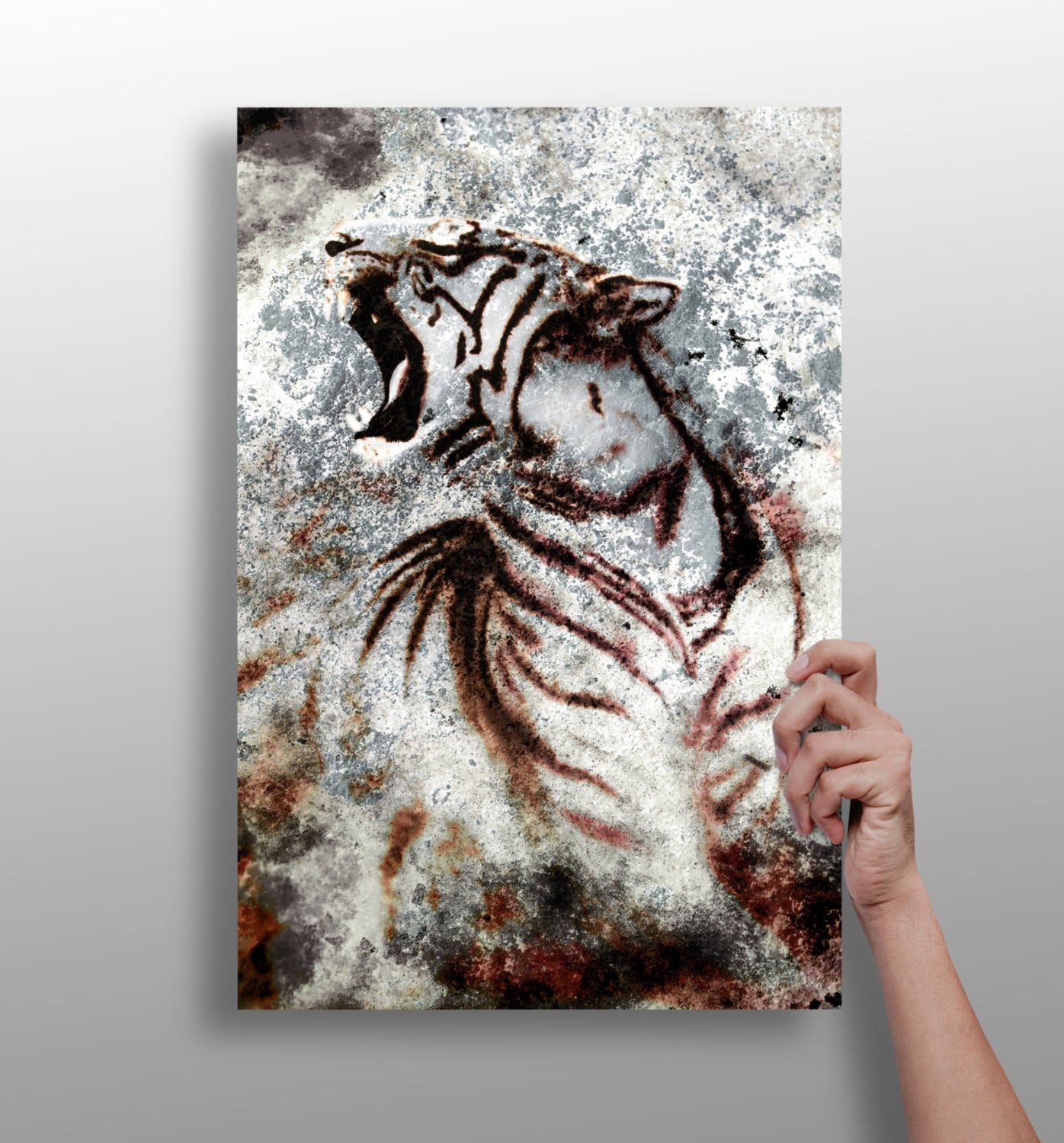 Tiger metal wall art print with vivid color detail