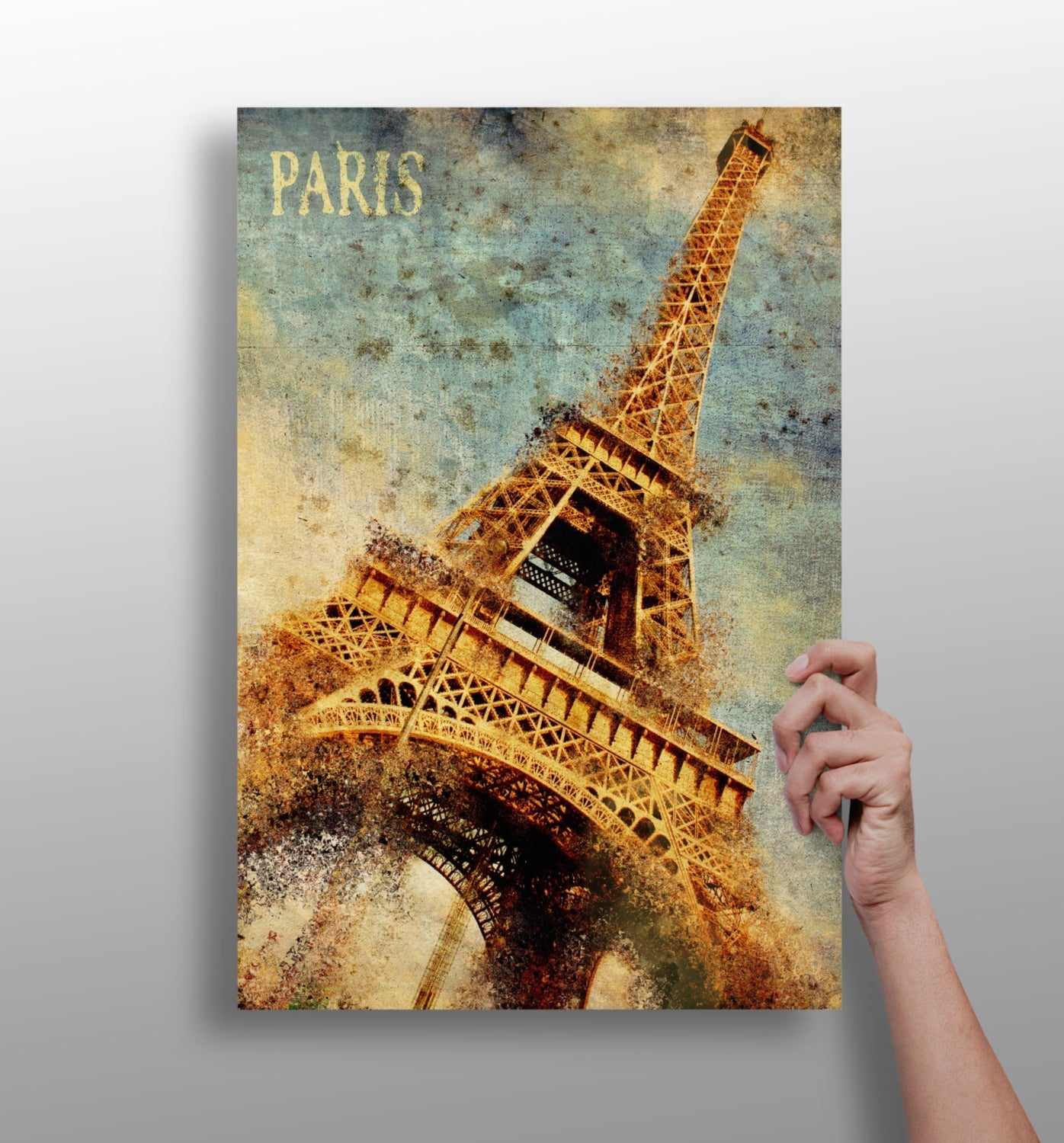 Eiffel Tower metal wall art print with vivid color