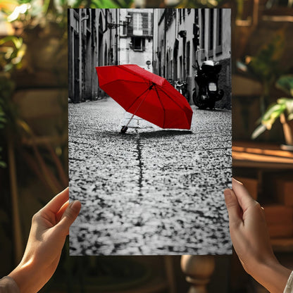 Red Umbrella Metal Wall Art