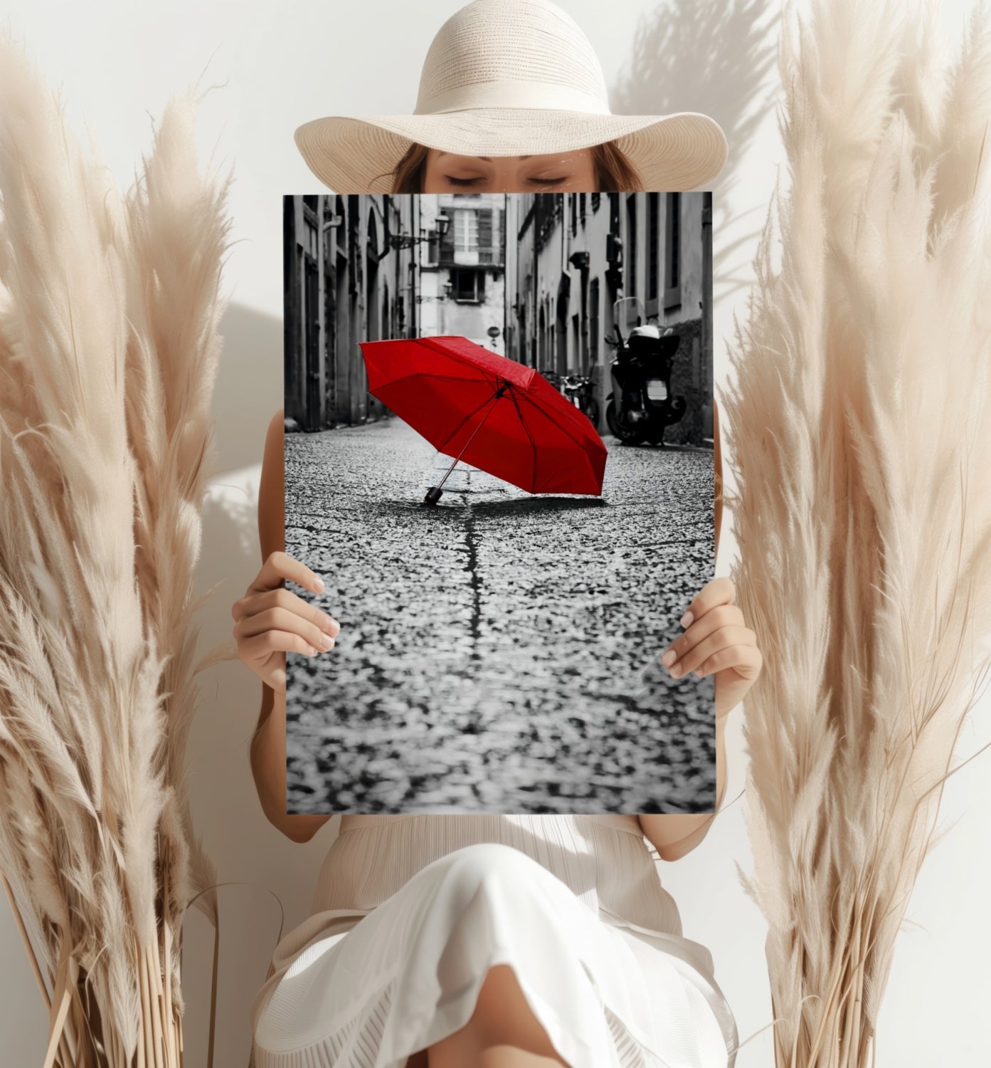 Red Umbrella Metal Wall Art