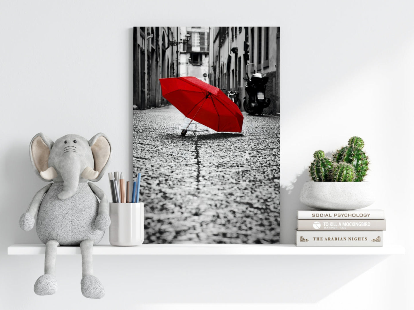 Red Umbrella Metal Wall Art