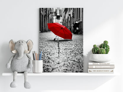 Red Umbrella Metal Wall Art