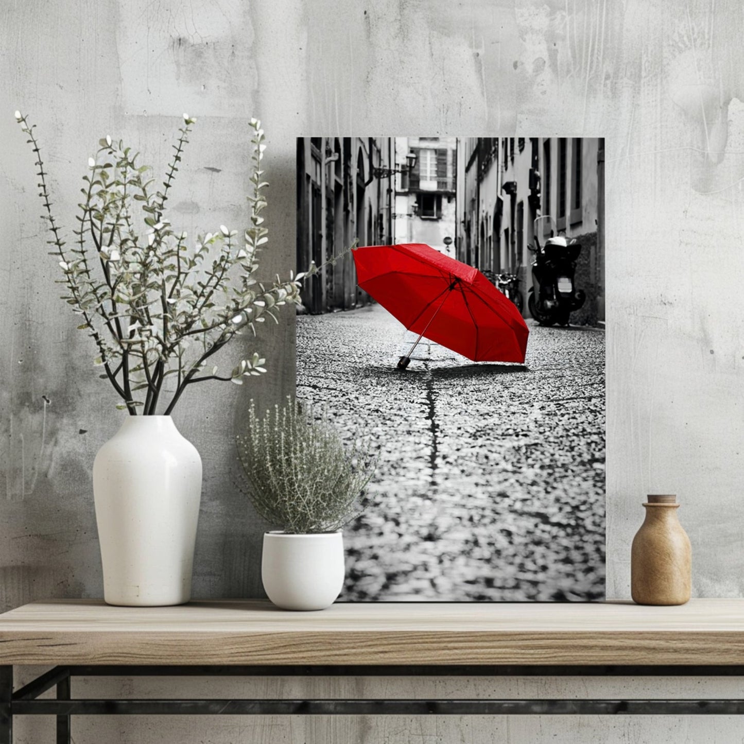 Red Umbrella Metal Wall Art