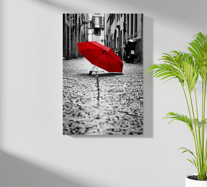 Red Umbrella Metal Wall Art