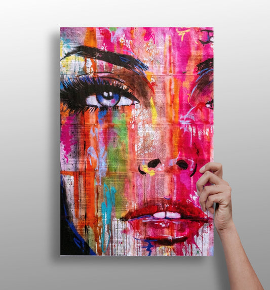 Woman metal wall art print with modern portrait design