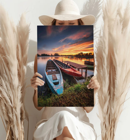 Sunset Lake View Metal Wall Art