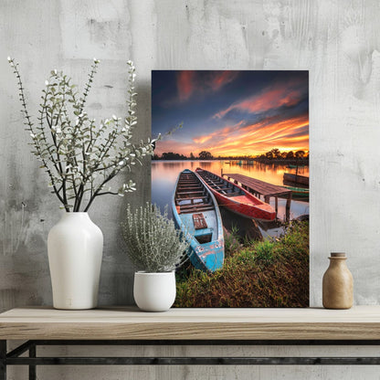 Sunset Lake View Metal Wall Art