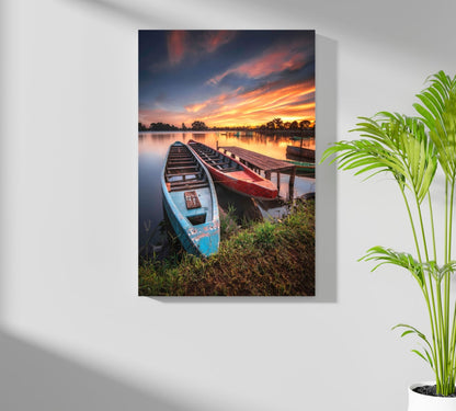 Sunset Lake View Metal Wall Art