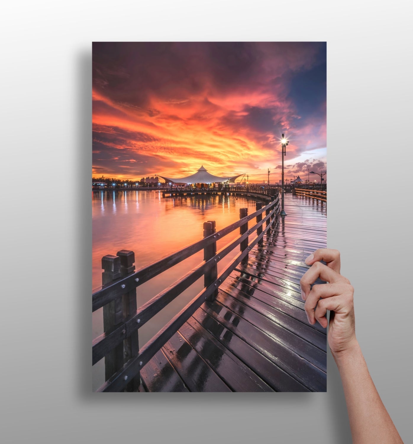 Sunset Lake View metal wall art print with scenic color