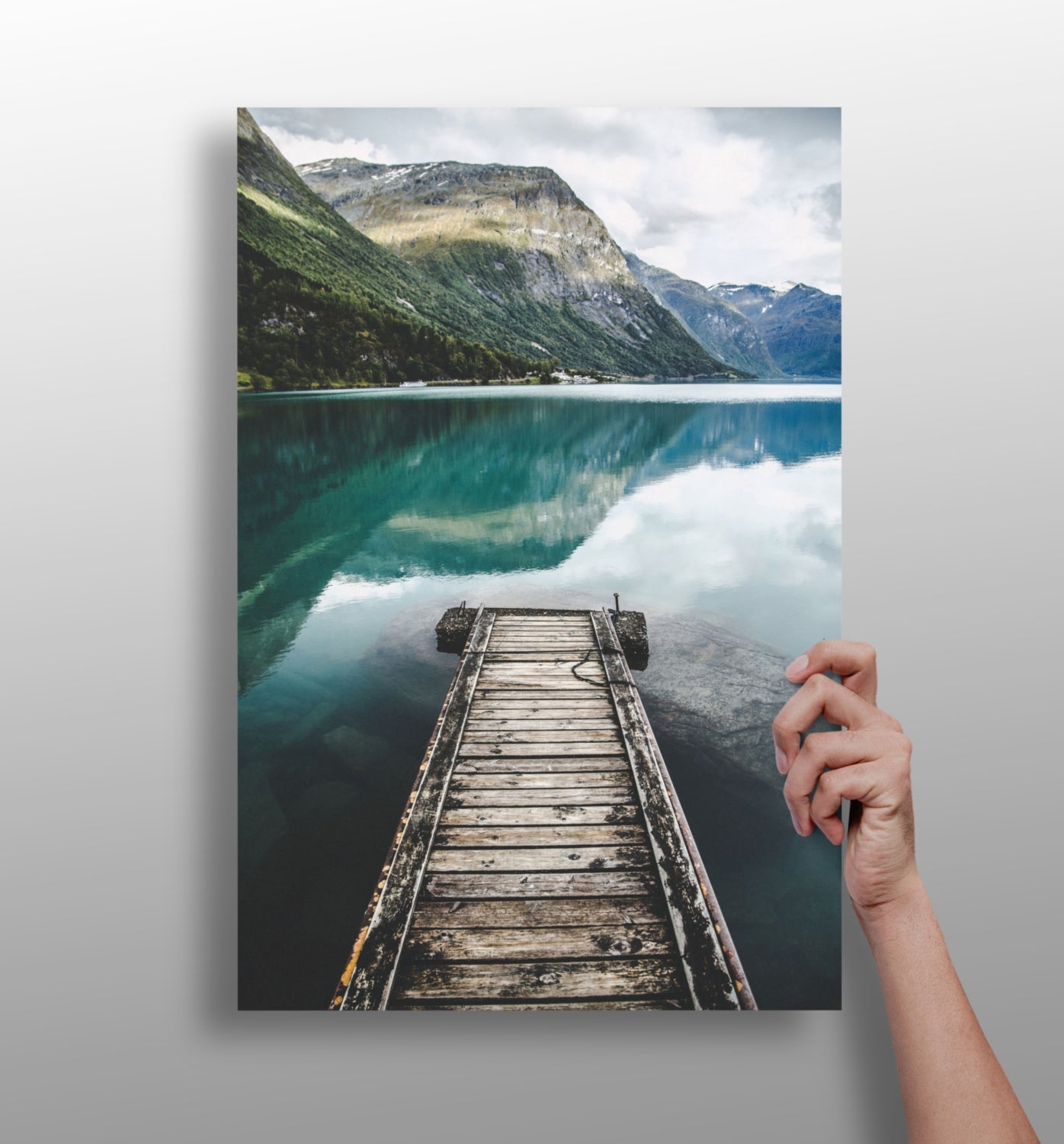 Glacier Lake metal wall art print with scenic landscape