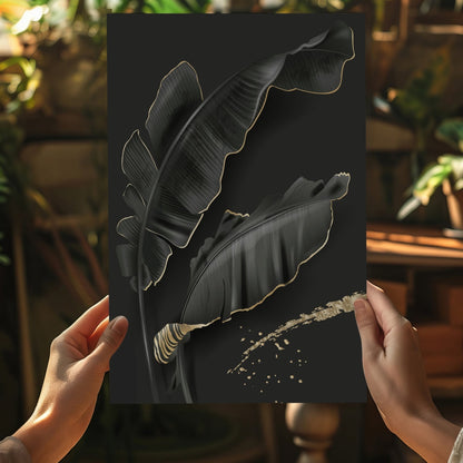 Black Leaves Metal Wall Art