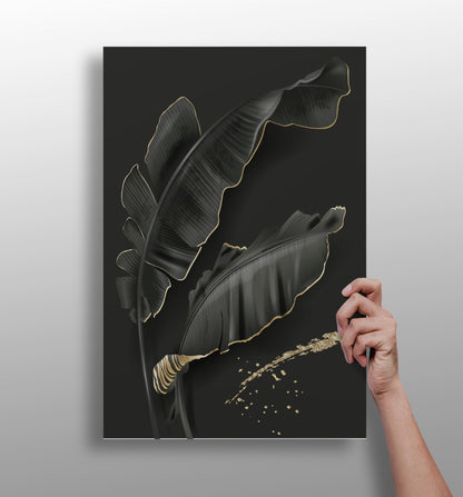 Black Leaves Metal Wall Art