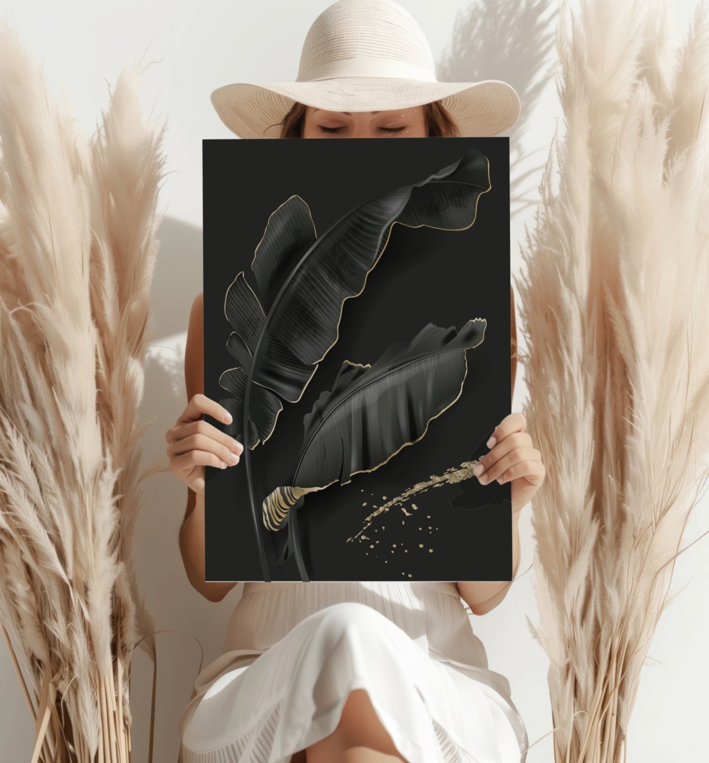 Black Leaves Metal Wall Art