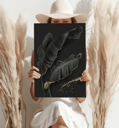 Black Leaves Metal Wall Art