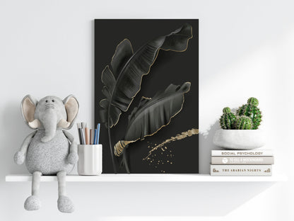 Black Leaves Metal Wall Art