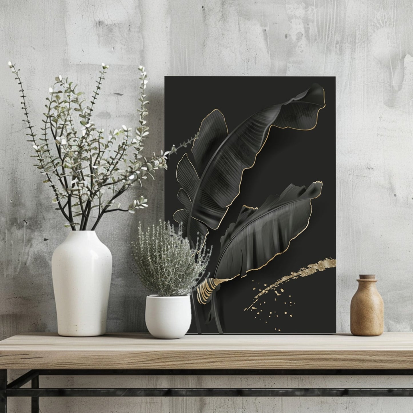 Black Leaves Metal Wall Art