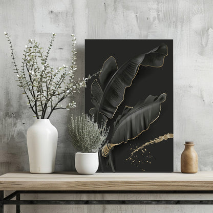 Black Leaves Metal Wall Art