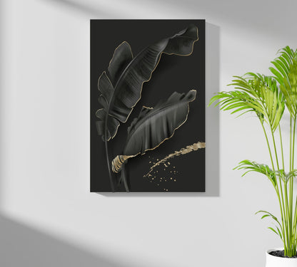 Black Leaves Metal Wall Art