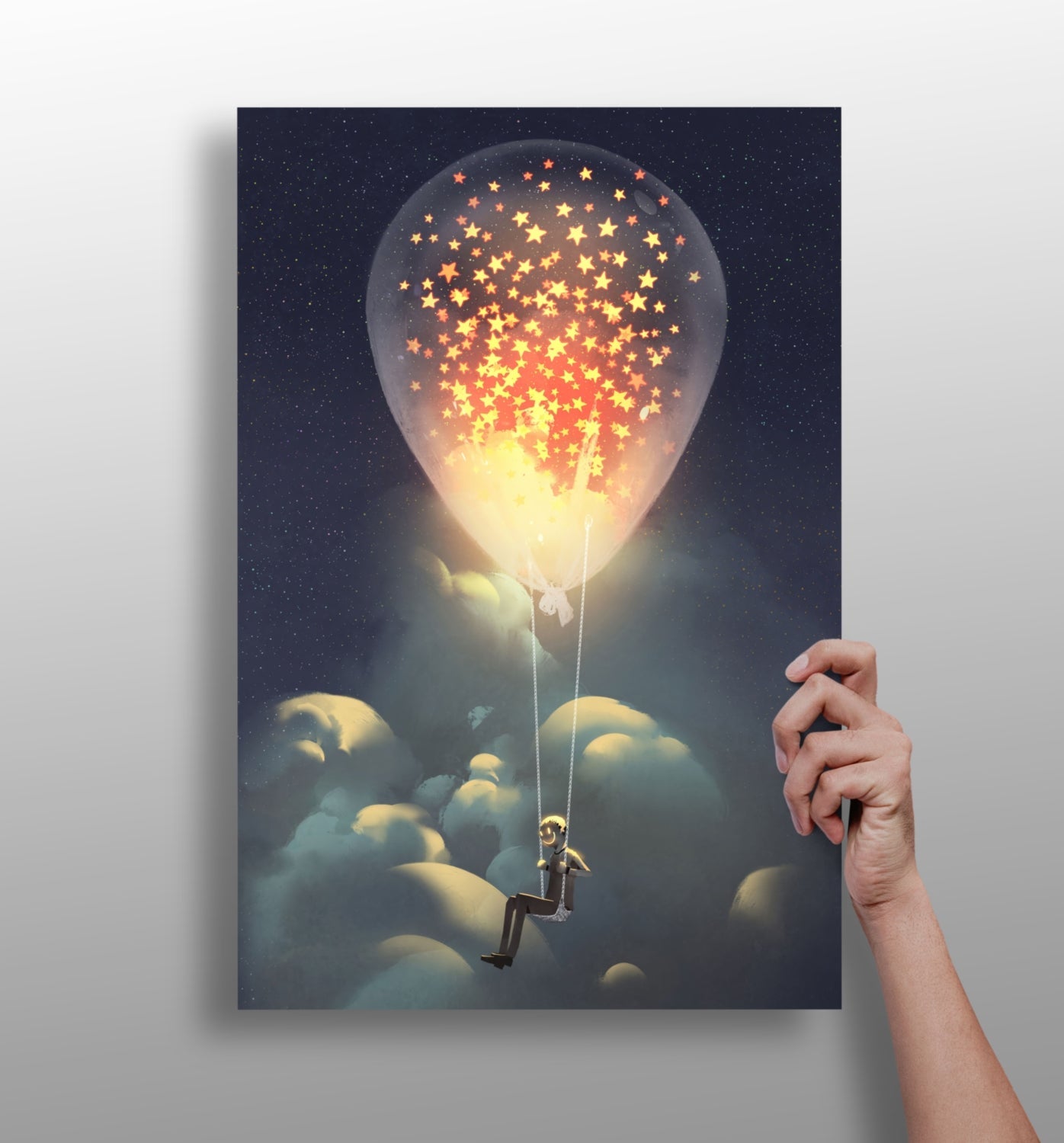 Dream Bulb metal wall art print with whimsical design