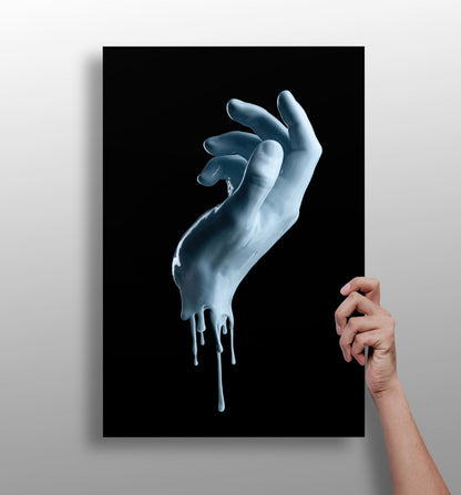 Hand in Paint metal wall art print with bold design
