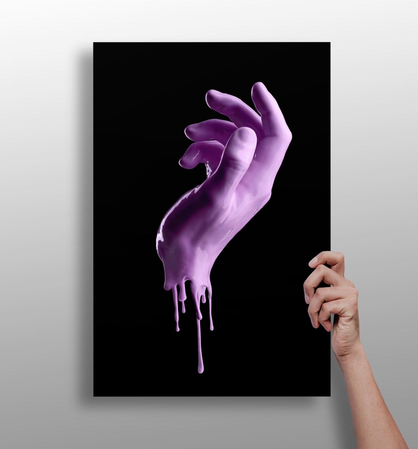 Hand in Paint metal wall art print with bold design