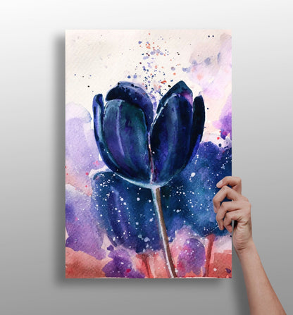 Tulip metal wall art print with vivid floral color
