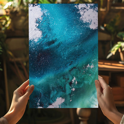 Abstract Paint Teal I Metal Wall Art