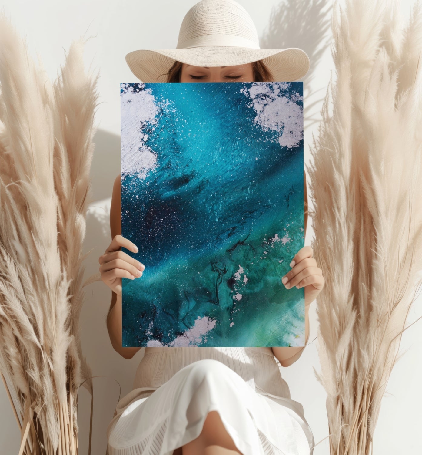 Abstract Paint Teal I Metal Wall Art
