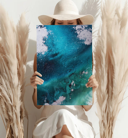 Abstract Paint Teal I Metal Wall Art