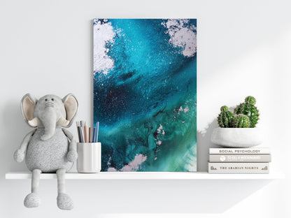Abstract Paint Teal I Metal Wall Art