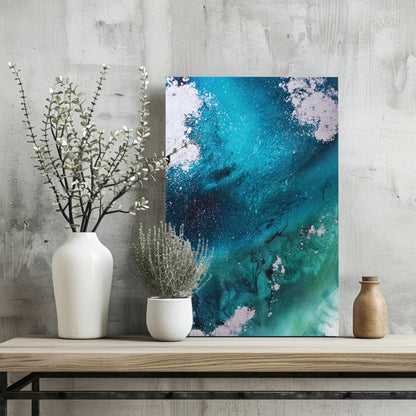Abstract Paint Teal I Metal Wall Art