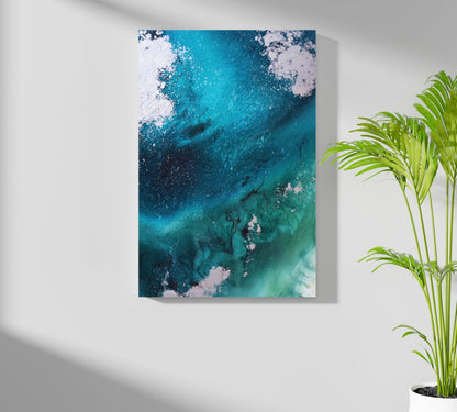 Abstract Paint Teal I Metal Wall Art