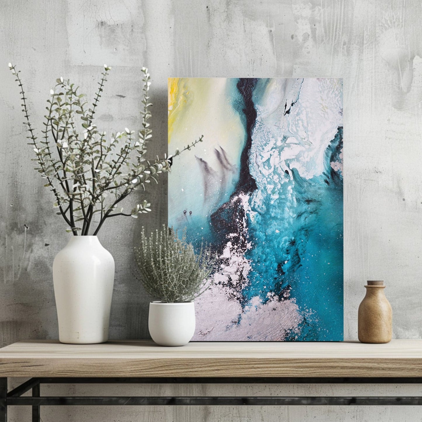 Abstract Paint Teal II Metal Wall Art