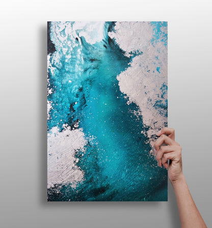 Abstract Paint Teal metal wall art with bold splash of color design