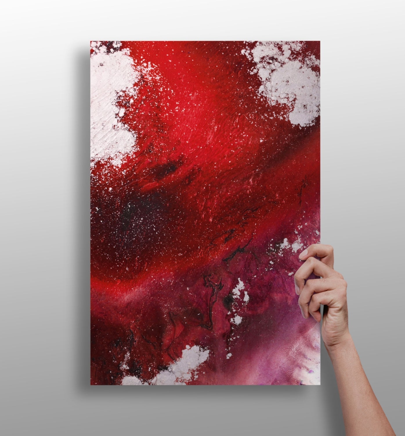 Abstract Paint Red metal wall art with bold splash of color design
