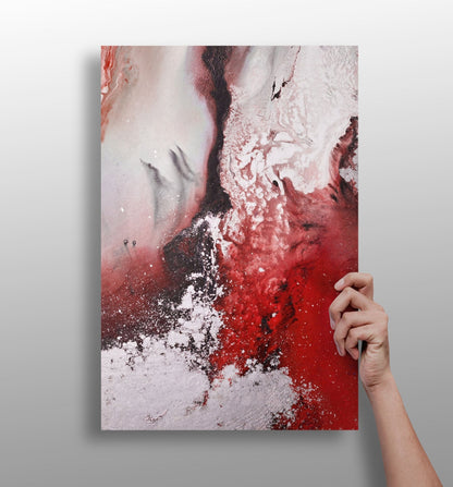 Abstract Paint Red metal wall art with bold splash of color design
